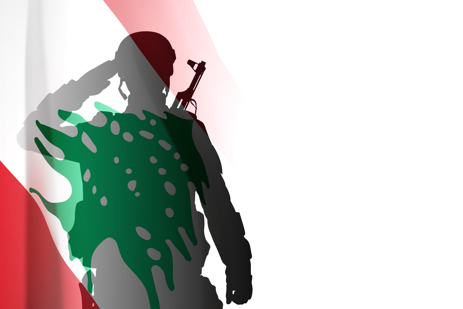 Silhouette of a soldier with Lebanon flag